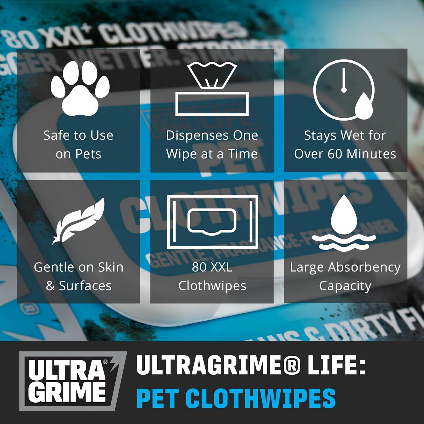 UltraGrime Life: Pet 80XXL Clothwipes