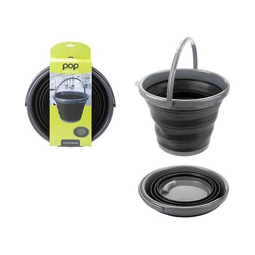 Summit Pop! Collapsible Bucket with Handle 10L Black/Grey