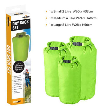 Milestone Camping 3 Set of Dry Sack Bags